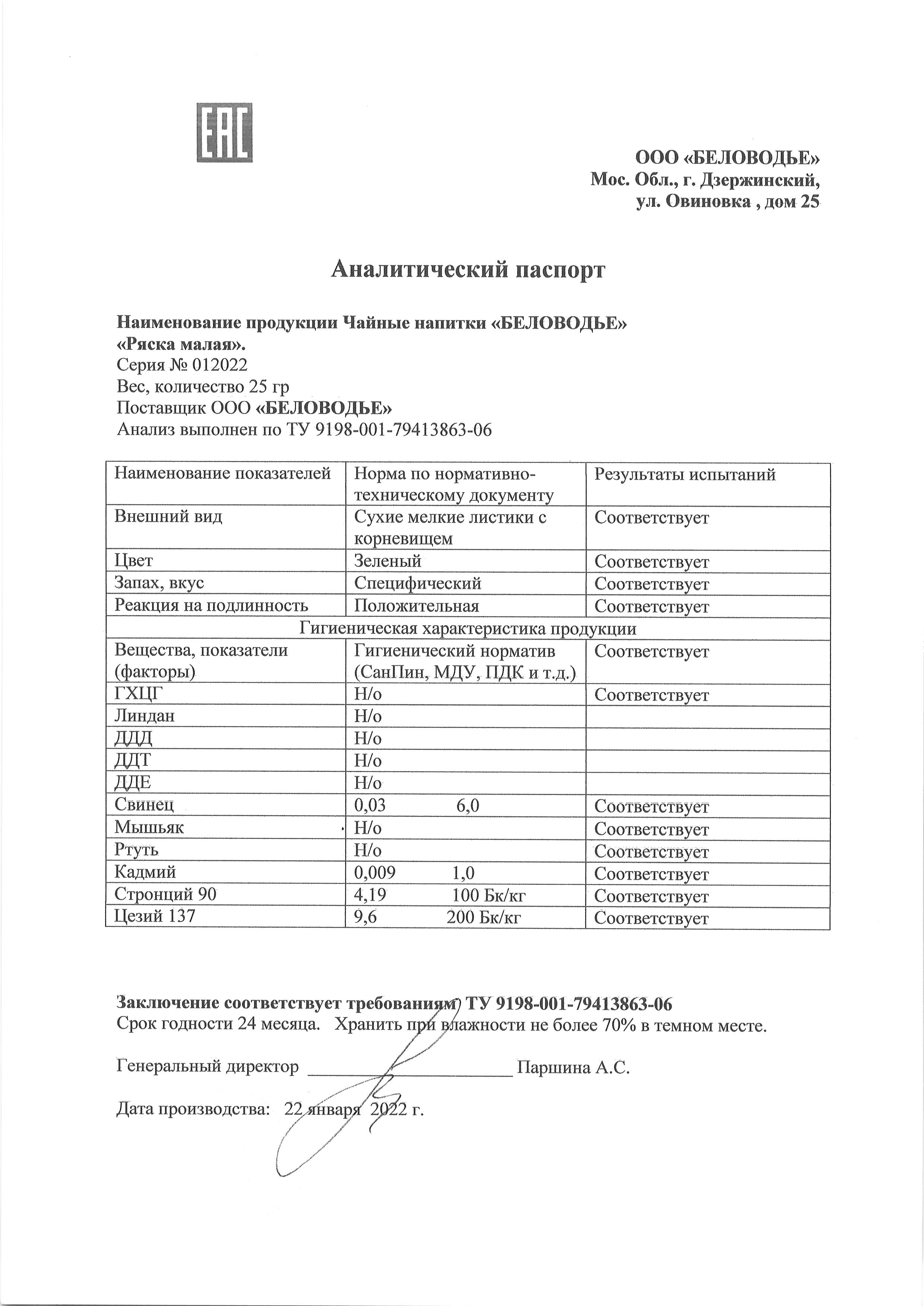 Паспорт №012022